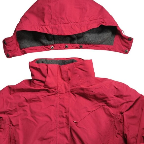 LANDS END Jacket Classic Squall Coat Womens L 14/16 Detachable Hood Raspberry - Picture 5 of 11